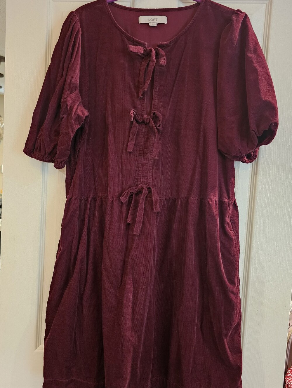LOFT Burgundy Corduroy Dress
